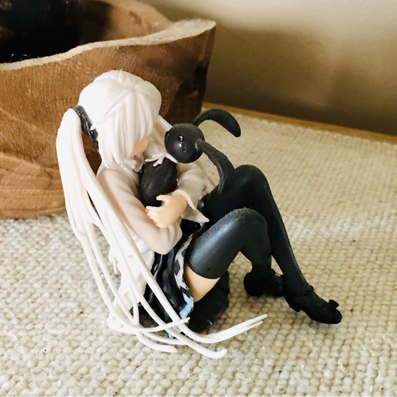 Anime doll figure figurine small hard plastic girl holding bunny rabbit Witchy - Picture 4 of 5